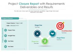 Project closure report with requirements deliverables and results