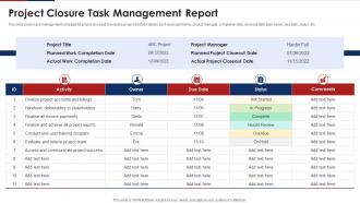 Project Closure Task Management Report
