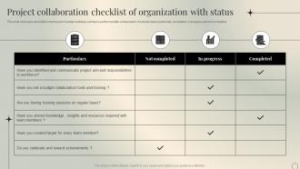 Project Collaboration Checklist Of Organization With Status