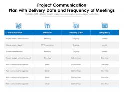 Project communication plan with delivery date and frequency of meetings