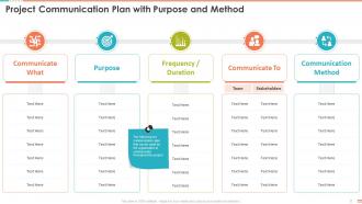 Project Communication Plan With Purpose And Method Project Management Bundle
