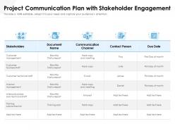 Project communication plan with stakeholder engagement