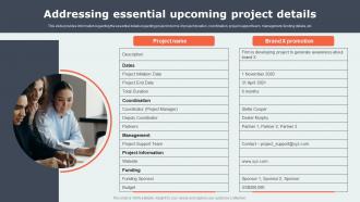 Project Communication Strategy Overview Addressing Essential Upcoming Project Details