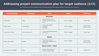 Project Communication Strategy Overview Addressing Project Communication Plan For Target Audience Good Appealing