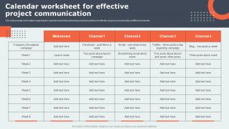 Project Communication Strategy Overview Calendar Worksheet For Effective Project Communication