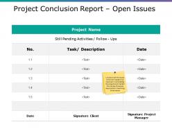 Project conclusion report open issues powerpoint themes