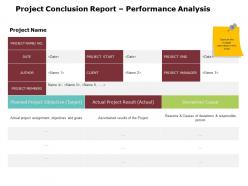 Project conclusion report performance analysis ppt powerpoint presentation gallery layout