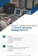 Project Context And Goals Of Content Marketing Strategy One Pager Sample Example Document