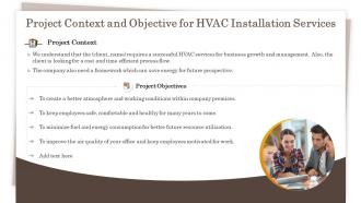 Project context and objective for hvac installation services ppt styles graphics