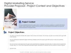 Project context and objectives digital marketing service provider proposal ppt layouts picture