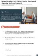 Project Context And Objectives For Apartment Cleaning Business One Pager Sample Example Document