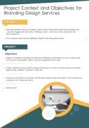 Project Context And Objectives For Branding Design Services One Pager Sample Example Document
