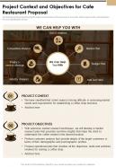 Project Context And Objectives For Cafe Restaurant One Pager Sample Example Document