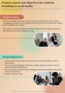 Project Context And Objectives For Celebrity Branding On Social Media One Pager Sample Example Document