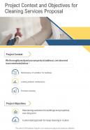 Project Context And Objectives For Cleaning Services Proposal One Pager Sample Example Document