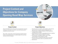 Project context and objectives for company opening road map services ppt powerpoint presentation