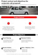 Project Context And Objectives For Corporate Cab Proposal One Pager Sample Example Document