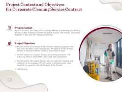 Project context and objectives for corporate cleaning service contract ppt powerpoint grid
