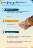 Project Context And Objectives For Custom Painting Proposal One Pager Sample Example Document