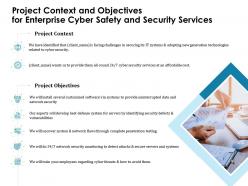 Project context and objectives for enterprise cyber safety and security services ppt infographics