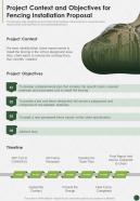 Project Context And Objectives For Fencing Installation Proposal One Pager Sample Example Document