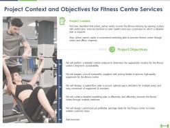 Project context and objectives for fitness centre services ppt presentation icon