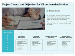 Project context and objectives for hr automation services ppt powerpoint presentation ideas outfit