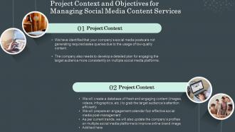 Project context and objectives for managing social media content services