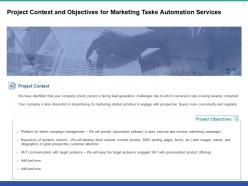 Project context and objectives for marketing tasks automation services ppt presentation files