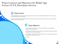Project context and objectives for mobile app screens ui ux flowcharts services potential ppt presentation tips