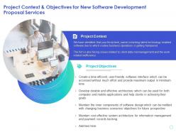 Project Context And Objectives For New Software Development Proposal Services Ppt Presentation Deck