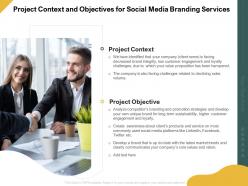 Project context and objectives for social media branding services ppt gallery