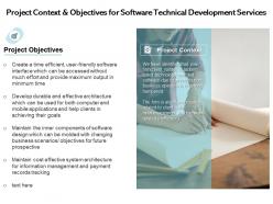 Project Context And Objectives For Software Technical Development Services Ppt Ideas