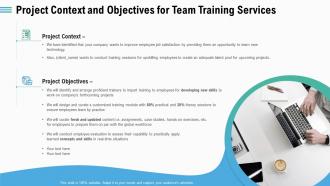 Project context and objectives for team training services