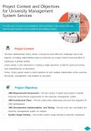 Project Context And Objectives For University Management Services One Pager Sample Example Document