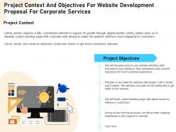 Project context and objectives for website development proposal for corporate services ppt file aids