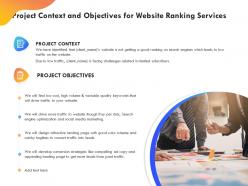 Project context and objectives for website ranking services ppt powerpoint presentation icon
