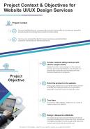 Project Context And Objectives For Website UI UX Design One Pager Sample Example Document