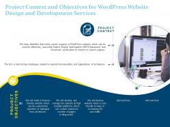 Project context and objectives for wordpress website design and development services ppt icons