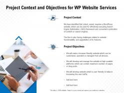 Project context and objectives for wp website services ppt visual aids infographics