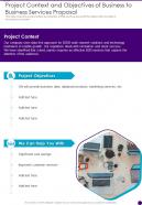 Project Context And Objectives Of Business To Business Services Proposal One Pager Sample Example Document