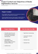 Project Context And Objectives Of Media Digitalization Services One Pager Sample Example Document