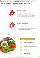 Project Context And Objectives Of Online Food Ordering Management One Pager Sample Example Document