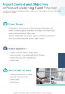 Project Context And Objectives Of Product Launching Event One Pager Sample Example Document