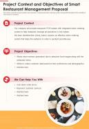 Project Context And Objectives Of Smart Restaurant One Pager Sample Example Document