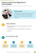 Project Context And Objectives Of Social Welfare One Pager Sample Example Document