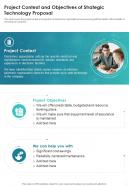 Project Context And Objectives Of Strategic Technology Proposal One Pager Sample Example Document
