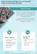 Project Context And Objectives Of Successful Product Launch Event One Pager Sample Example Document