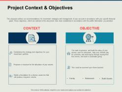 Project context and objectives success ppt powerpoint presentation ideas icon