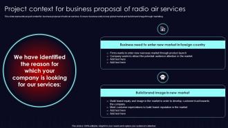 Project Context For Business Proposal Of Radio Air Services Ppt Show Infographic Template